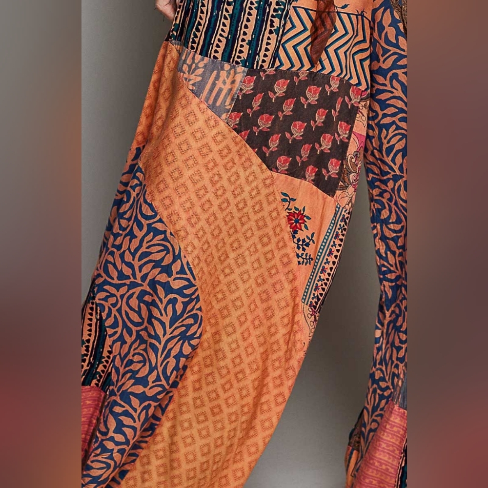 153 POL Vibrant Patchwork Wide-Leg Pants - Picture 6 of 6